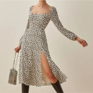 Reformation Ocelot Slit Long Sleeve Shelby Midi Dress 2
